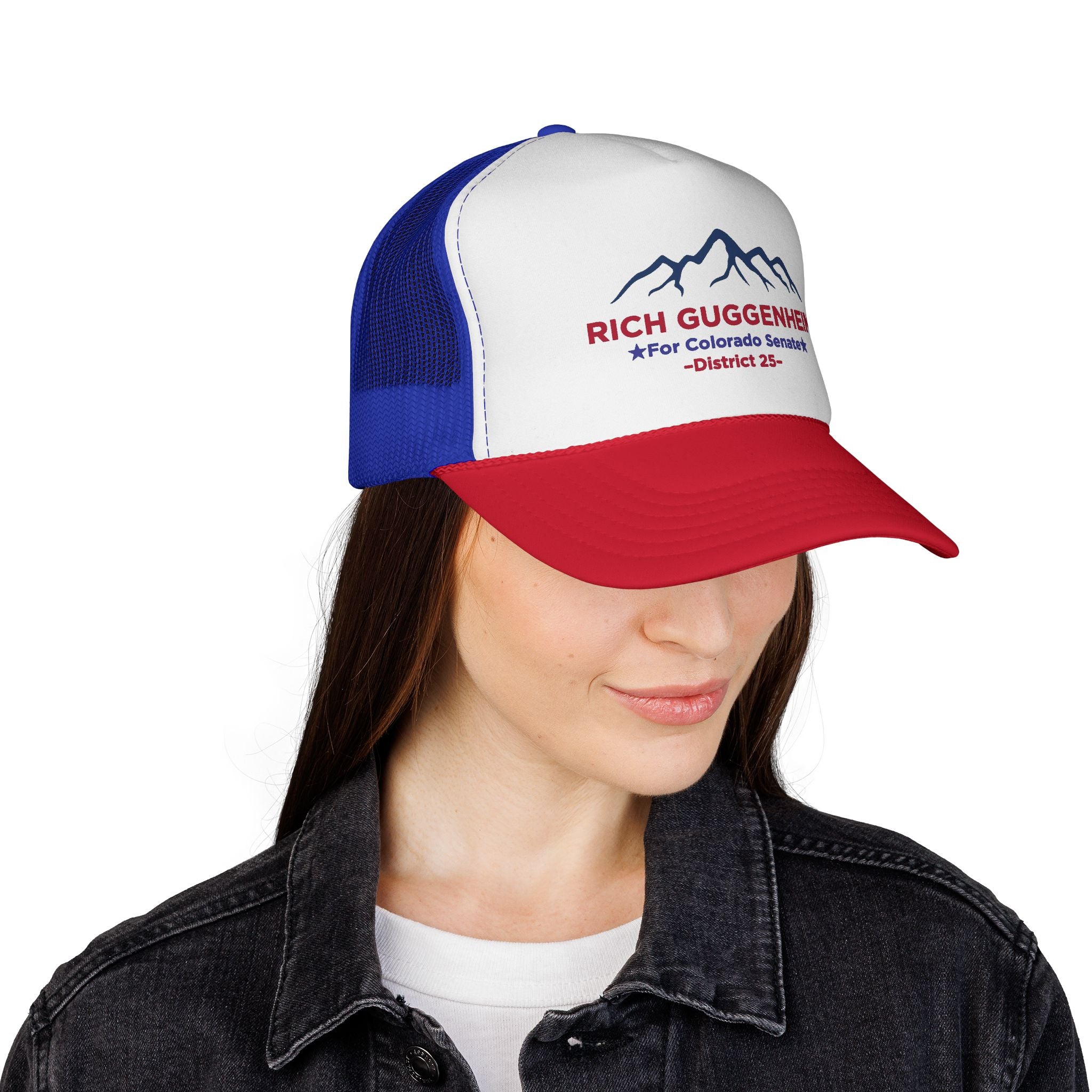 Trucker Cap — Red White and Blue 'Rich Guggenheim for Colorado Senate District 25' Campaign Mesh Hat