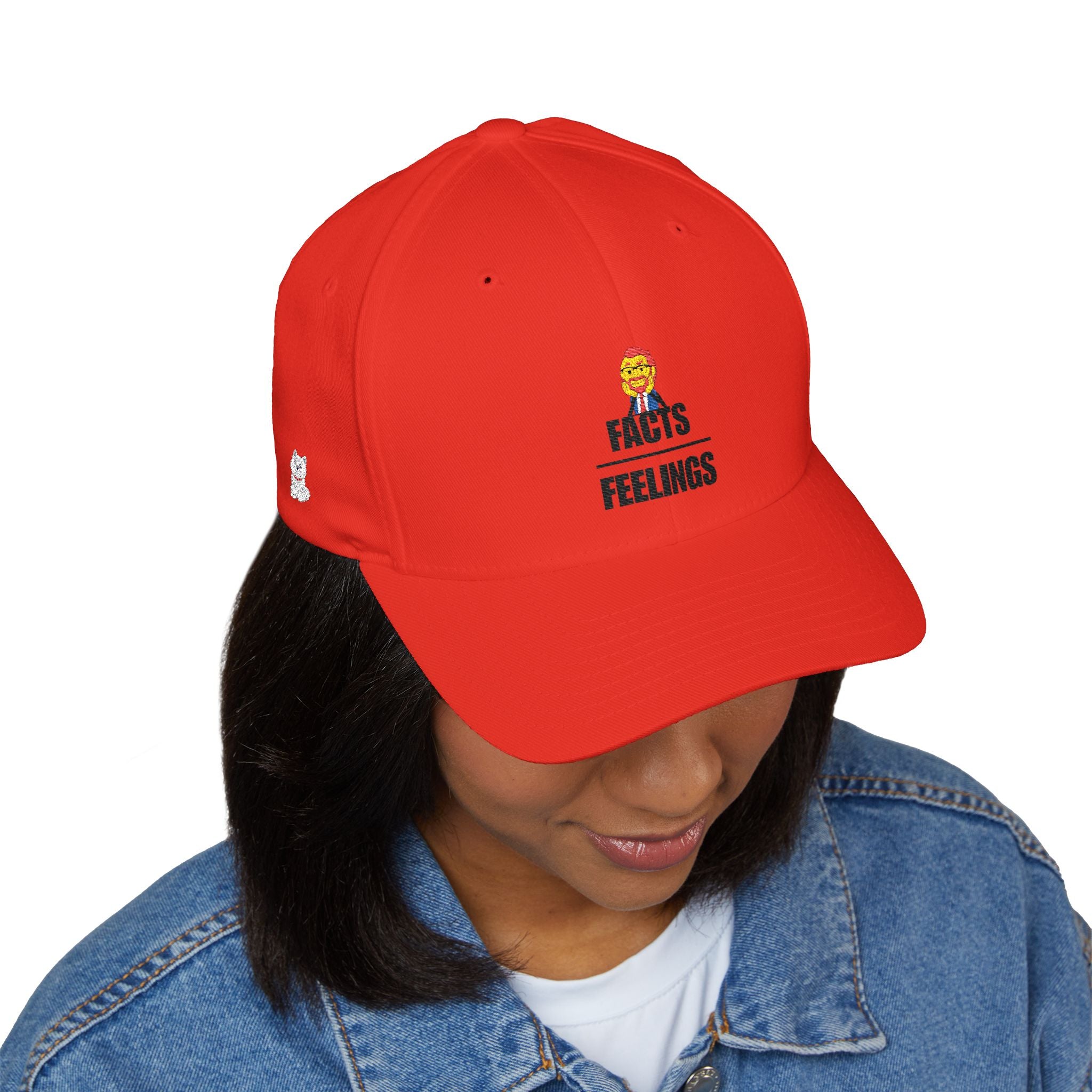 Facts Over Feelings Embroidered Cap — Bold Trump Caricature Dad Hat
