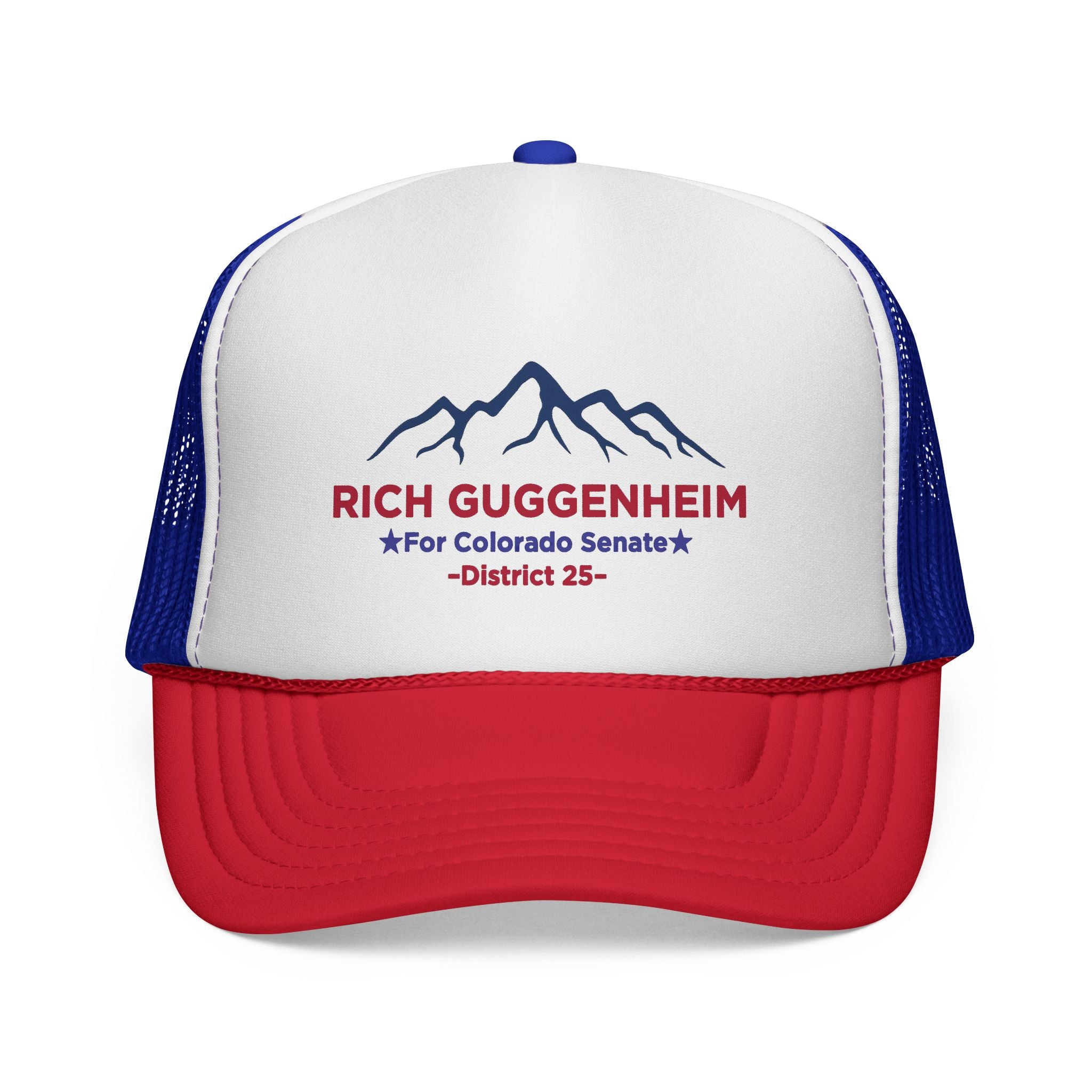 Trucker Cap — Red White and Blue 'Rich Guggenheim for Colorado Senate District 25' Campaign Mesh Hat