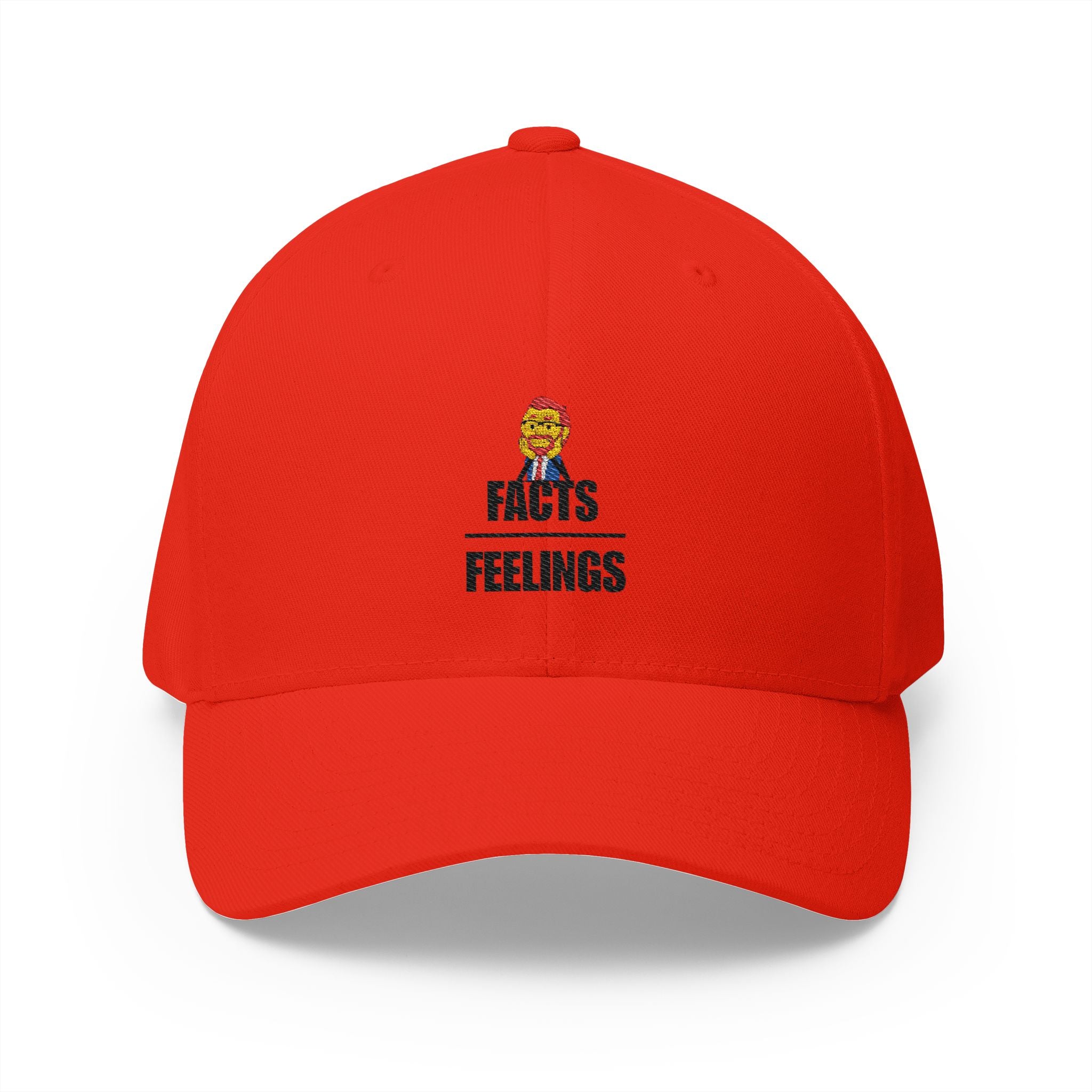 Facts Over Feelings Embroidered Cap — Bold Trump Caricature Dad Hat
